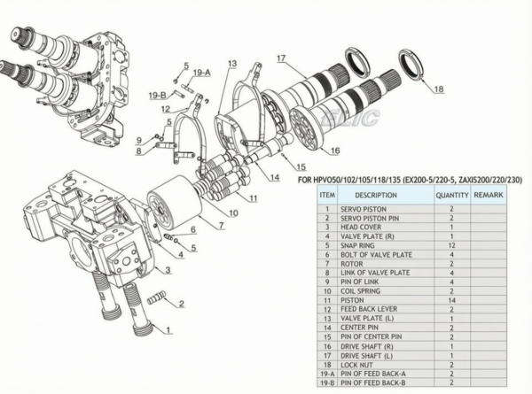 Mini Excavator Parts Main Pump EX200 EX200-5 HPV102 Piston Pump Hydraulic for Hitachi Replacement