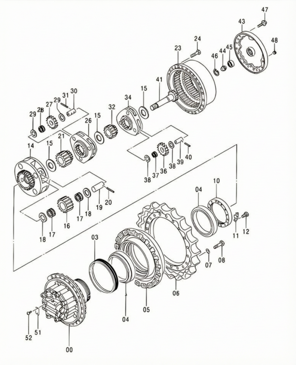 43_3 Excavator Final Drive Travel Gear Box Reducer Assembly Mini Loader Repair Kit Travel Motor for Hitachi Replacement